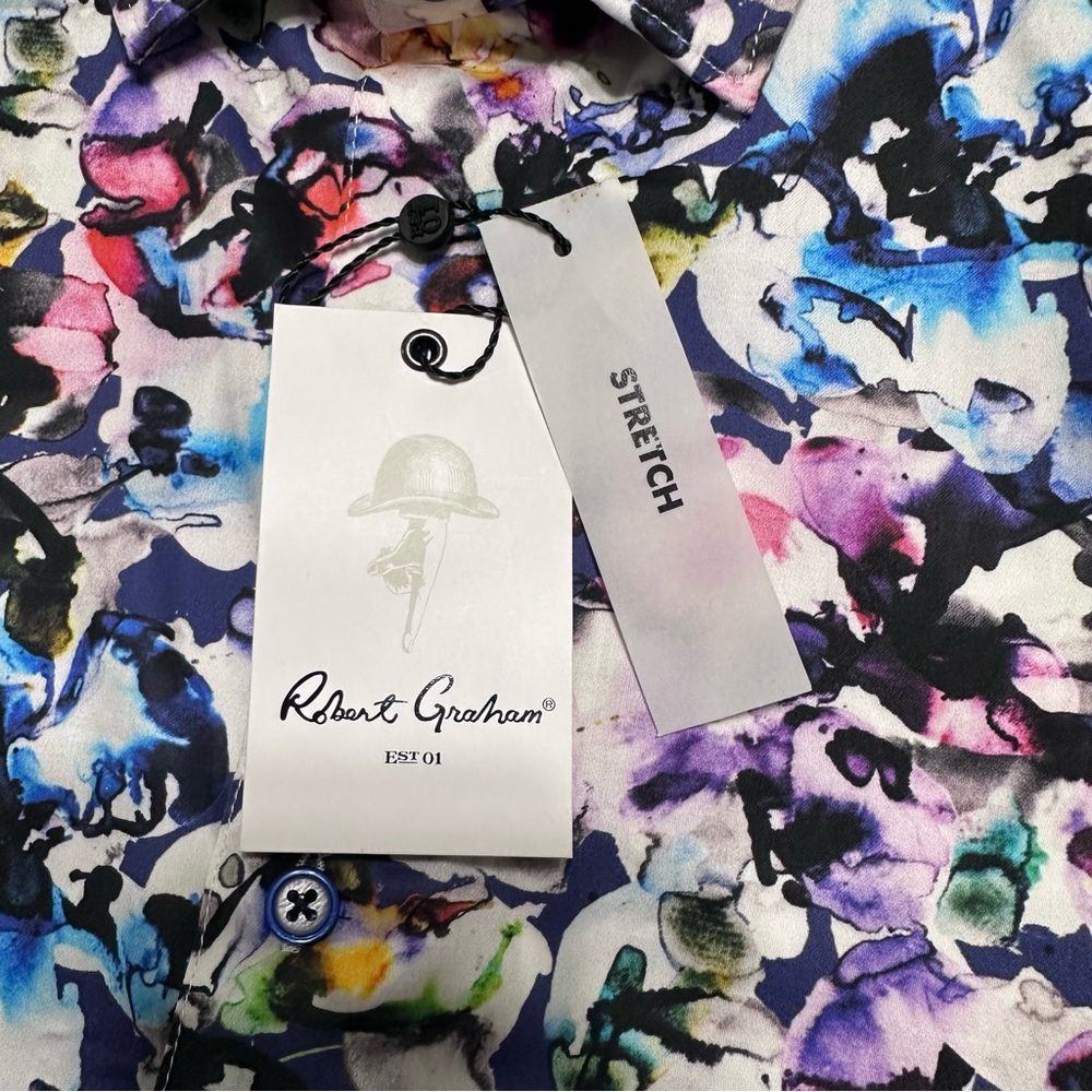 Robert Graham NEW Men’s THE ATLAS Watercolor Button Down Shirt Sz.Sm Luxury - Picture 8 of 12